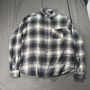 Jackson Hole Shirt Mens Large White Plaid Flannel Button Down Long Sleeve Pocket